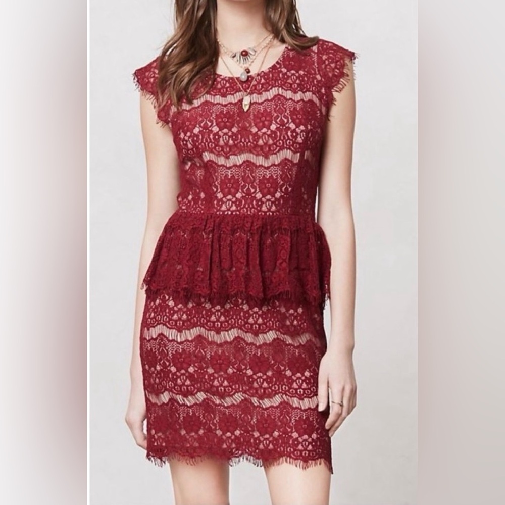 Maeve Elsa lace peplum dress, small